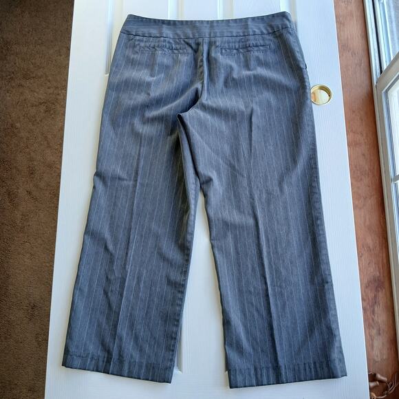 George Grey Stripe Slacks size 16 Ladies Average pockets hemmed short repaired - Picture 4 of 14